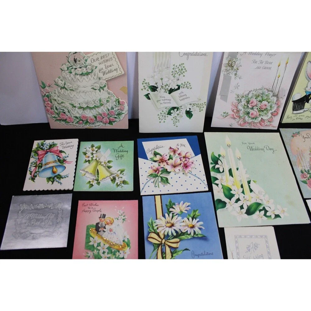 Lot 72 Vtg Baby Shower & New Baby Greeting Cards 1950s Graphics Glitter USA